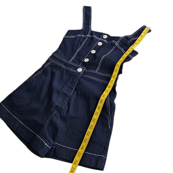 Anthropologie Maeve The Portside Button-Front Romper, Nautical, Stretch, Blue, 6 - Picture 6 of 11